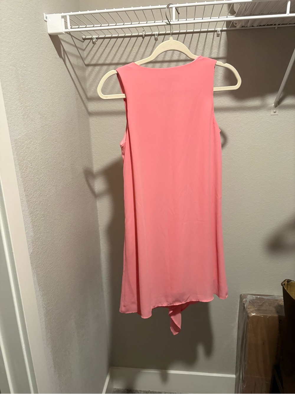 Sleeveless Asymmetrical V-Neck Dress in Coral - Picture 4 of 8
